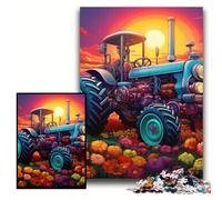 Puzzle Tracteur Coloré 1000 Pièces Puzzles pour Adultes Casse-tête et Décoration d'Intérieur, Cadeau de Vacances Parfait Taille 50x75cm