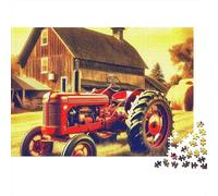 Puzzle Tracteur Rouge-Machine Agricole-1000 Pièces-Carton Recyclé Robuste-Cadeau de Vacances,de Voyage ou de Séjour-pour Adultes,Famille,Débutants et Passionnés-52 x 38 cm/1000 Pièces