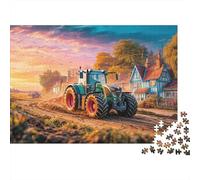 Puzzle Tracteur sur Chemin de Terre 1000 Pièces pour Adultes : Scène Campagne Rurale Impossible Difficile Dur & Éducatif Décompression 70x50cm/1000pcs