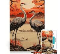 Puzzle Traditionnel Japonais Cigognes 1000 pièces pour Adolescents Jeu de logique Clair Loisirs faciles Découpe Parfaite Cadeau d'anniversaire 38x52cm