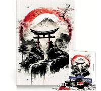 Puzzle Traditionnel Japonais Noir et Blanc de 1000 pièces pour Adolescents, Stimulant l'esprit et favorisant la détente, Bords Lisses, Cadeau de Noël Chic (38x52cm)