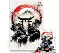 Puzzle Traditionnel Japonais Noir et Blanc de 1000 pièces pour Adultes, Exercice Mental, Loisir agréable, Cadeau Unique (38x26cm)