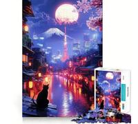 Puzzle Tranquillité Nocturne de Tokyo pour Adolescents, 1000 pièces, Jouet cognitif, Loisir Silencieux, Bords de qualité supérieure, Cadeau de Noël 38x52cm