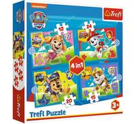 Trefl Puzzles Paw Patrol Chiens Courants – 4 en 1, 12–24 pièces, Dès 3 ans