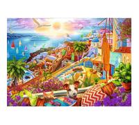 Trefl Puzzle Tea Time – Visite à Santorin, 1000 pièces, nostalgiques, dès 12 ans