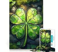 Puzzle Trèfle à Quatre Feuilles en vitrail pour Adolescents, 1000 pièces, stimule la mémoire, se détend, Bords précis, 38x52cm