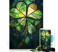 Puzzle Trèfle en Vitrail 1000 Pièces Cadre Difficile Cadeau Spécial 38x26cm