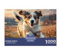 Puzzle Très Difficile 1000 Pièces Petit Chien Courant dans Un Champ d’Automne, Jeu Décompressif Cadeau Original pour Adultes 38x26cm