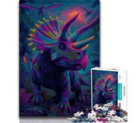 Puzzle Triceratops 1000 pièces pour Adultes Couleur néon idéal comme Cadeau pour Toute la Famille Convient aux Enfants de 14 Ans et Plus (50x75cm)