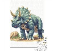 Puzzle Tricératops 1000 pièces pour Adultes, en Bois, idéal pour Les Adultes de Plus de 18 Ans. Décoration pour la Maison. Dimensions : 38 x 26 cm.