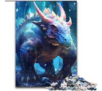 Puzzle Tricératops Bleu 1000 pièces pour Adultes, en Carton, Jeu interactif pour la Famille, décoration d'intérieur, 1000 pièces(26x38cm)