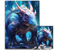 Puzzle Tricératops Bleu pour Adultes, 1 000 pièces, idéal pour la fête des mères, Les Anniversaires et Noël (50x75cm).