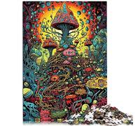 Puzzle Trippy Mushroom Medley pour Adultes 1000 pièces Puzzle en Bois pour Adultes et Enfants de 10 Ans et Plus 50 x 75 cm