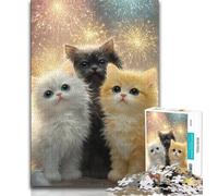 Puzzle Trois Chats 1000 pièces pour Adultes et Adolescents, Anti-Stress, défi Difficile à Offrir en Cadeau à Toute la Famille 38x26cm