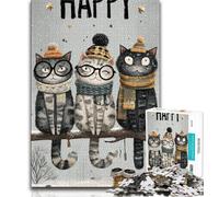 Puzzle Trois Chats pour Adolescents 1000 pièces, Jeu éducatif, Jouet de défi, idéal comme Cadeau pour Toute la Famille 50x75cm