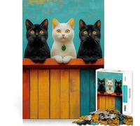 Puzzle Trois Chats sur Une clôture pour Adultes, 1000 pièces, défi cérébral, Jeu Amusant et Silencieux, découpe précise, décoration Murale 50x75cm