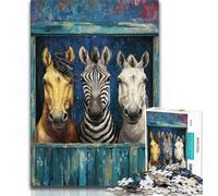 Puzzle Trois Chevaux 1000 pièces pour Adultes et Adolescents, Difficile à réaliser, mais Amusant et Humoristique, décoration d'intérieur et Cadeaux Uniques (38x26cm)