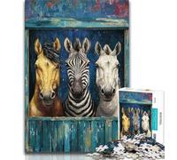 Puzzle Trois Chevaux pour Adolescents 1000 pièces Cadeau d'anniversaire décoration Murale pour Les 14 Ans et Plus (26x38cm)