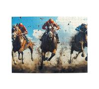 Puzzle trois courses de chevaux en bois de 500 pièces pour adultes, puzzle stimulant pour taille de jeu 38,1 x 51,8 cm