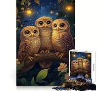 Puzzle Trois hiboux dans la Nuit pour Adolescents, 1000 pièces, stimule la mémoire, Passe-Temps, Bords Nets, Joli Cadeau 50x75cm