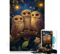 Puzzle Trois hiboux dans la Nuit pour Adolescents, 1000 pièces, stimule la mémoire, Passe-Temps, Bords Nets, Joli Cadeau 50x75cm