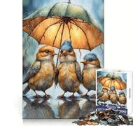Puzzle Trois Oiseaux sous Un Parapluie pour Adultes, 1000 pièces, Jouet Intelligent, Lien Familial, découpe précise, Cadeau de Saison 38x52cm