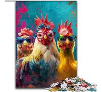 Puzzle Trois Poules pour Adolescents, 1000 Pièces, Jeu de Puzzle, Jouets de Jeu, Décoration Murale, Cadeaux d'anniversaire et de Noël Uniques (26x38cm)