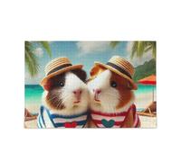 Puzzle Tropical Cochon d'Inde DIY Cadeau Puzzle avec Sac de Rangement en Maille pour Adultes Familles 500 Pièces