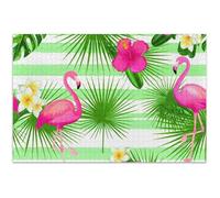 Puzzle tropical rose flamant rose à rayures vertes de 1 000 pièces pour famille adulte éléphant blanc cadeau unique jouet familial œuvre d'art, 75 x 50 cm
