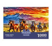 Puzzle Troupeau de Chevaux Qui courent Composé De 1000 Pièces pour Adultes, Coucher de Soleil Vibrant Un Jeu De Dexérité Très Difficile Puzzle Éducatif Et Stimulant 52x38cm/1000pcs