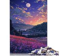 Puzzle Tulipe Violette sous la Lune pour Adultes 1000 pièces Puzzle intéressant pour la réduction du Stress pour Enfants Cadeau de Noël 1000 pièces (75 x 50 cm)
