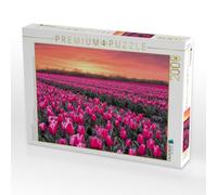 Puzzle · Tulpenmeer im Abendlicht | Ein endloses Feld strahlend pinker Tulpen, eingebettet in die… · 2000 pièces · Format assemblé 90 × 67 cm · CALVENDO Puzzle