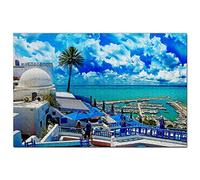 Puzzle Tunisie 1000 pièces Sidi BOU Sai Tunisie Puzzle Jeu Oeuvre Voyage Souvenir Papier 26x38CM