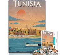 Puzzle Tunisie pour Adultes 1000 pièces, Jeu Familial Anti-Stress, défi Difficile, Cadeaux du Père Noël Secret 38x26cm