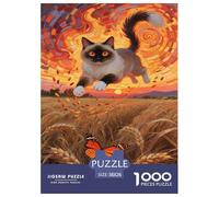 Puzzle Turkish Van Chat 1000 Pieces pour Adultes,Fantasy Coucher de Soleil Un Jeu De Dexérité Très Difficile Puzzle Jeu ÉduChatif avec des Défis 38x26cm/1000pcs