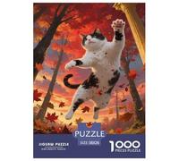 Puzzle Turkish Van Chat 1000 Pieces pour Adultes,Forêt automnale Un Jeu De Dexérité Très Difficile Puzzle ÉduChatif Et Stimulant Un Jeu Cadeau Original 38x26cm/1000pcs