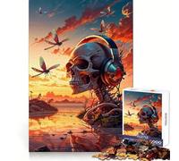 Puzzle Twilight Music Skull 1000 pièces pour Adolescents, Stimulation cérébrale, Temps Libre agréable, découpe Premium, (50x75cm)