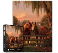 Puzzle Twin Horses in Love de 1 000 pièces pour adultes - Fond de saule - Puzzle artistique - Jeux d'activités familiales - Puzzle coloré pour décoration d'intérieur - Cadeaux 50 x 70 cm