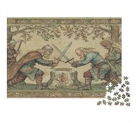 Puzzle Two Medieval Viking Warriors Duel with Axes Raised pour Adultes,1000pcs (75x50cm),Jeu Éducatif,décoration De La Maison,