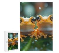 Puzzle Two Orange Frogs in The Rain, 1000 PCS, Activité Créative À La Maison, pour Se Concentrer Tout en Partageant Un Moment Détendu