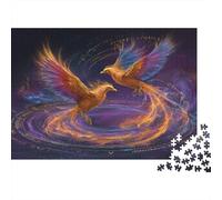 Puzzle Two Phénixes Fly Side by Side in A Shining Spiral of Fire and Data pour Adultes,1000pcs (75x50cm),Jeu ÉduChatif,décoration De La Maison,