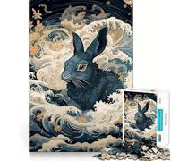 Puzzle Ukiyo E Lapin 1000 pièces Jeu de Concentration mentale Découpe de précision Bords Lisses Jeu de Construction de Liens significatifs (50x75cm)