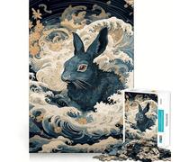 Puzzle Ukiyo E Lapin Adultes 1000 Pièces Jeu de réflexion Amusant Technologie de découpe Laser avancée Défi divertissant pour Passer Le Temps (38x52cm)