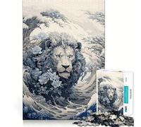 Puzzle Ukiyo-e Lion 1000 pièces Stimule l'esprit Découpe Nette Composants Robustes Un Divertissement captivant pour des Moments de détente à la Maison (50x75cm)
