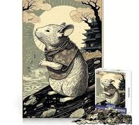 Puzzle Ukiyo E Souris Japon Chine 1000 Pièces pour Adolescents Jeu Intellectuel Moisson Qualité de Découpe Cadeau Souvenir (50x75cm)