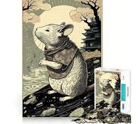 Puzzle Ukiyo E Souris Japon Chine 1000 Pièces pour Adolescents Jeu Intellectuel Moisson Qualité de Découpe Cadeau Souvenir (50x75cm)