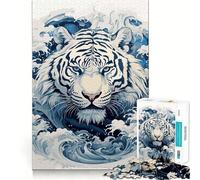 Puzzle Ukiyo E Tigre 1000 pièces pour Adolescents Stimulation mentale Activité de découpage de Haute précision et de détente (50x75cm)