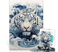 Puzzle Ukiyo E Tigre 1000 pièces pour Adolescents Stimule l'esprit Ajustement Parfait Loisirs captivants pour des Moments de détente à la Maison (38x52cm)