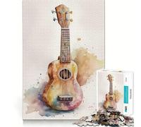 Puzzle Ukulélé 1000 pièces Jeu de développement cognitif Surface Lisse sans bavures Activité relaxante en Groupe à l'intérieur (38x52cm)