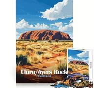 Puzzle Uluru/Ayers Rock Australie 1000 pièces pour Adolescents Stratégie, réflexion, sérénité, évasion, découpe Nette, Cadeau de Noël (38x52cm)